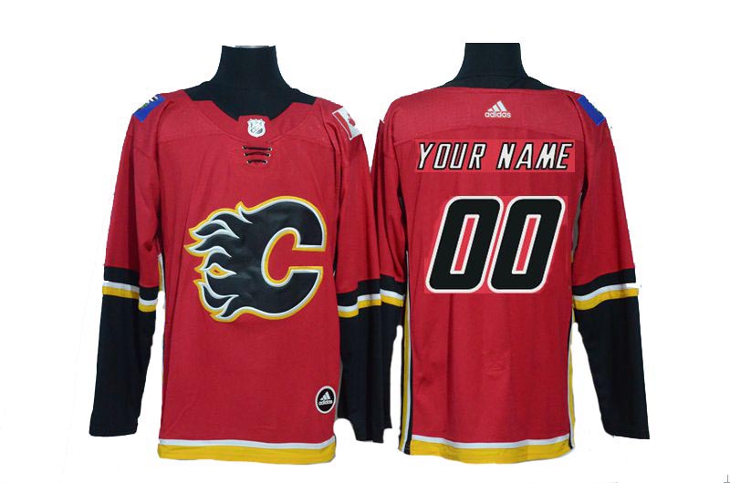 Customized Men 2017 NHL Calgary Flames Blank Red Adidas jersey->calgary flames->NHL Jersey